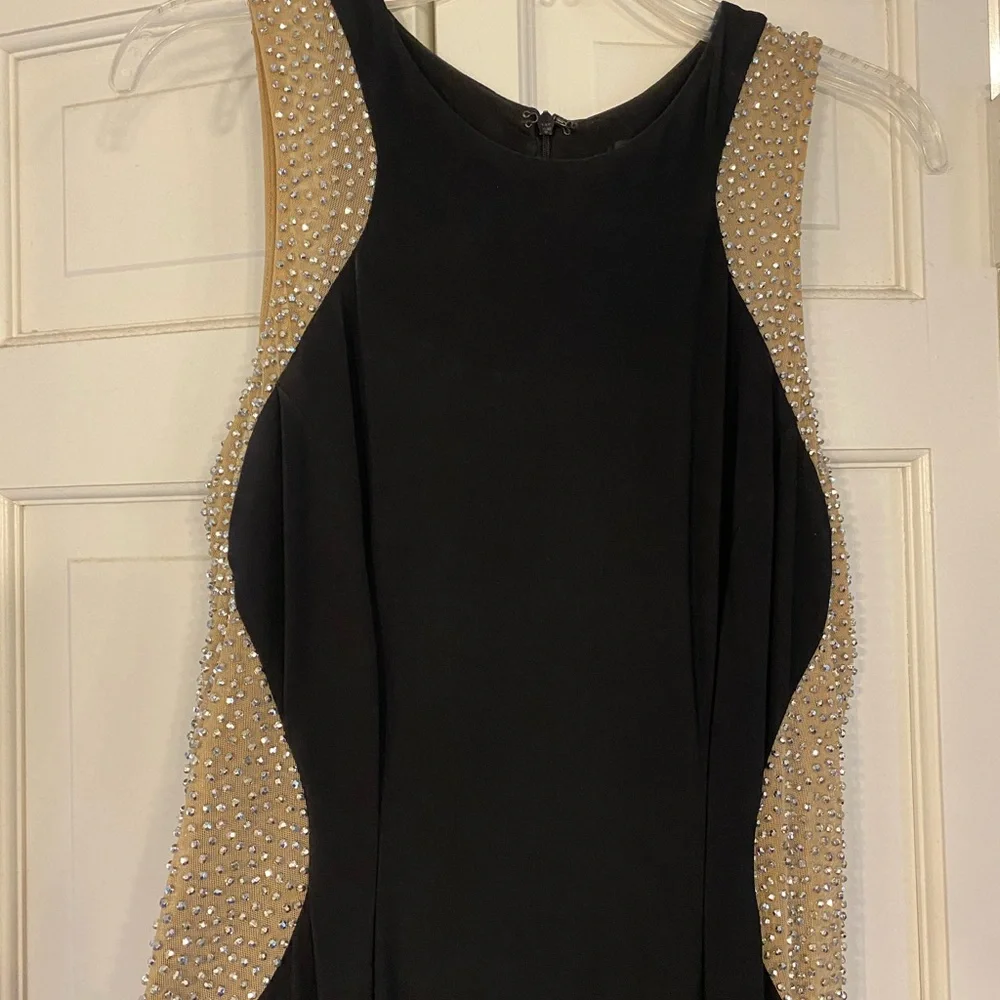 Xscape Black Dress with Rhinestone Accents - Picture 4 of 5
